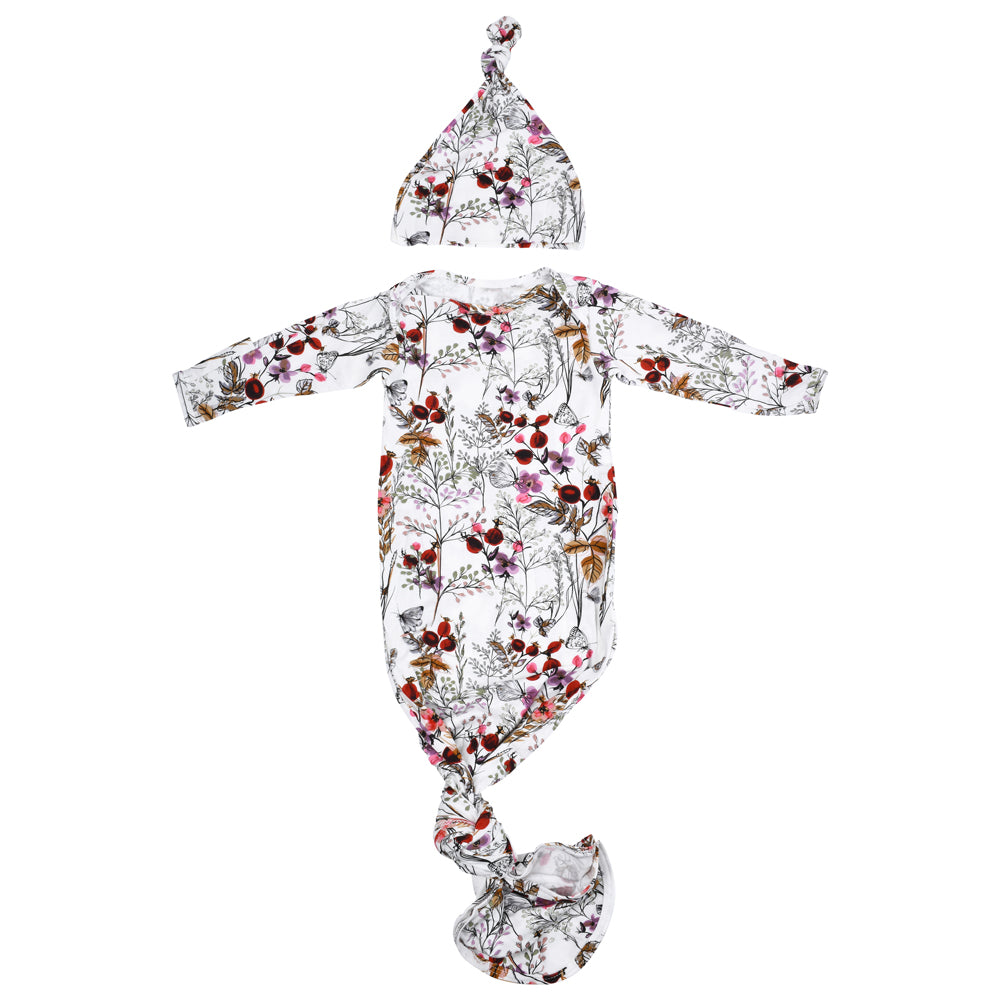 Floral Newborn Knotted Baby Gown