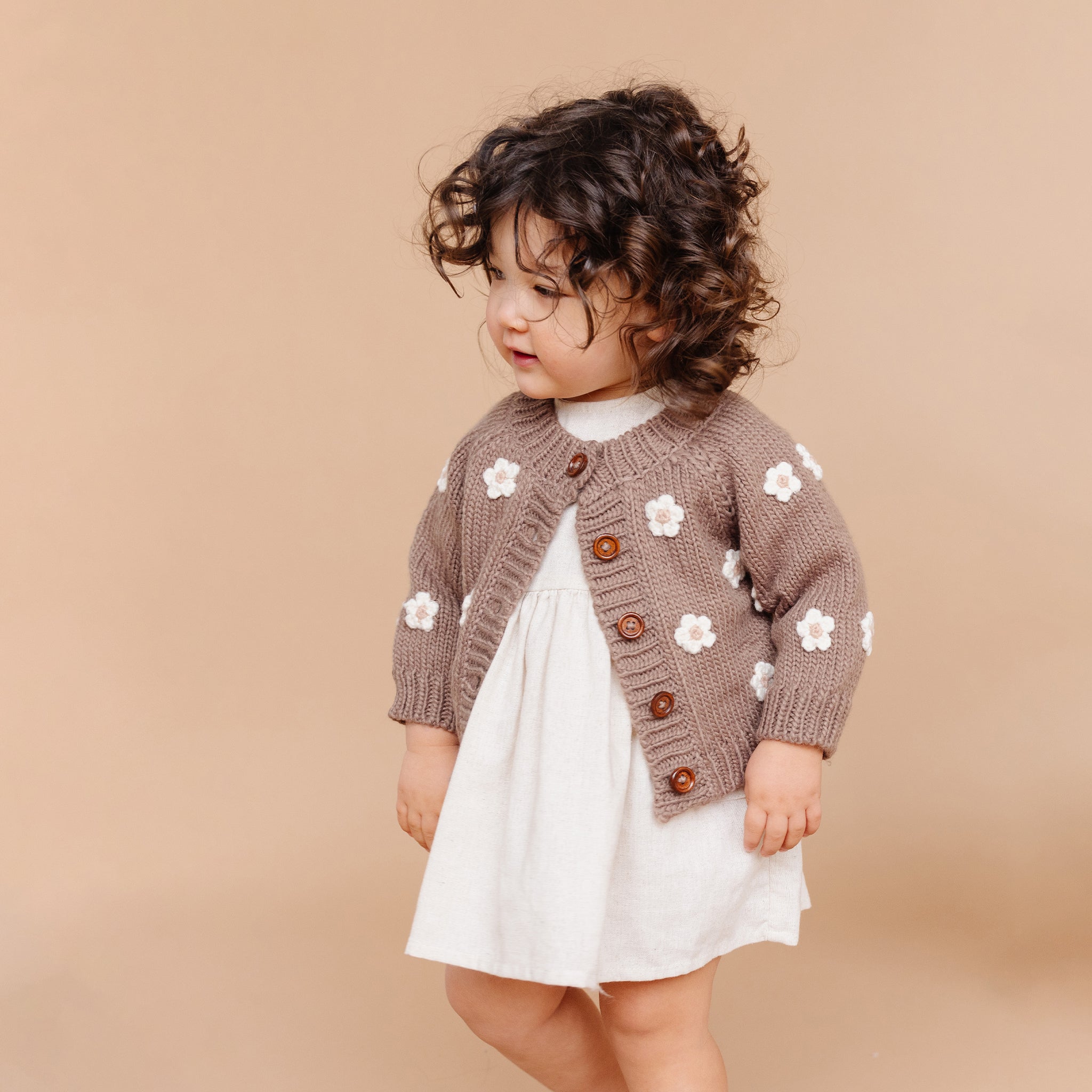 Flower Cardigan, Tan