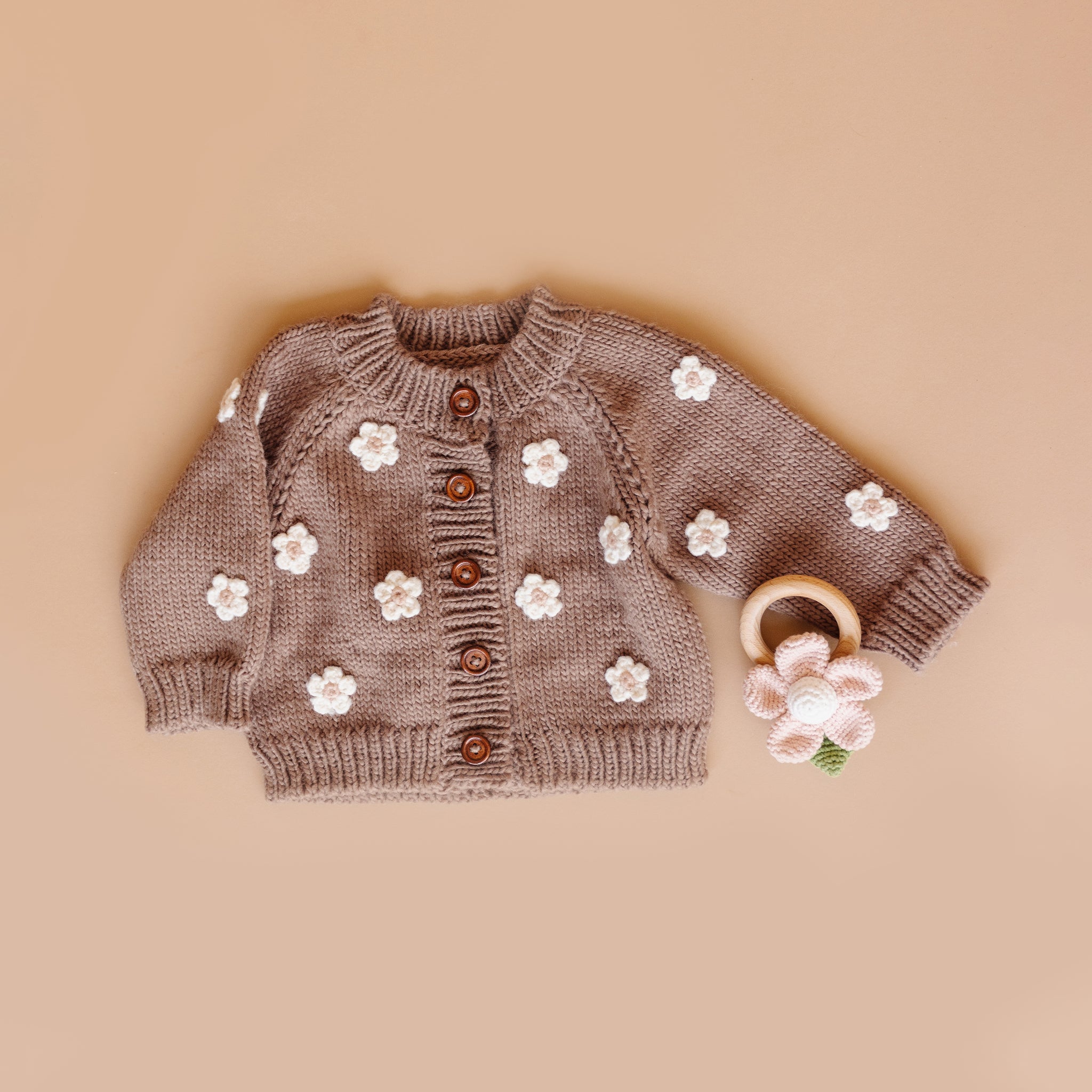 Flower Cardigan, Tan