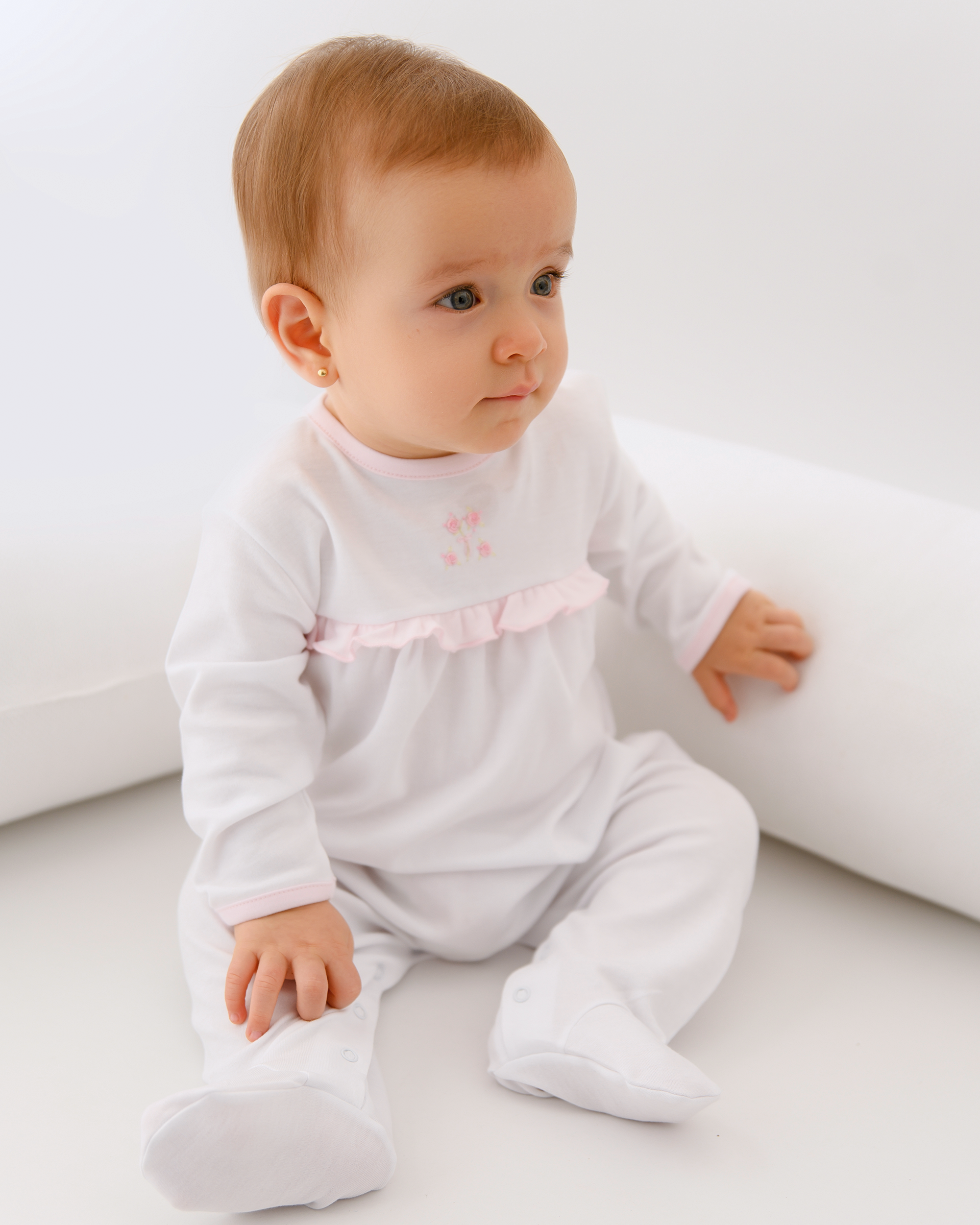 World Of Flowers Embroidery Footie | Baby Girl