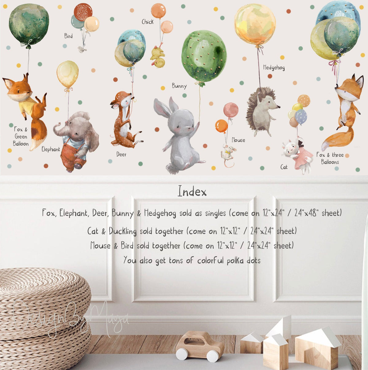 Hot Air Balloons And Planes Set - Fabric Nursery Wall Art Decals