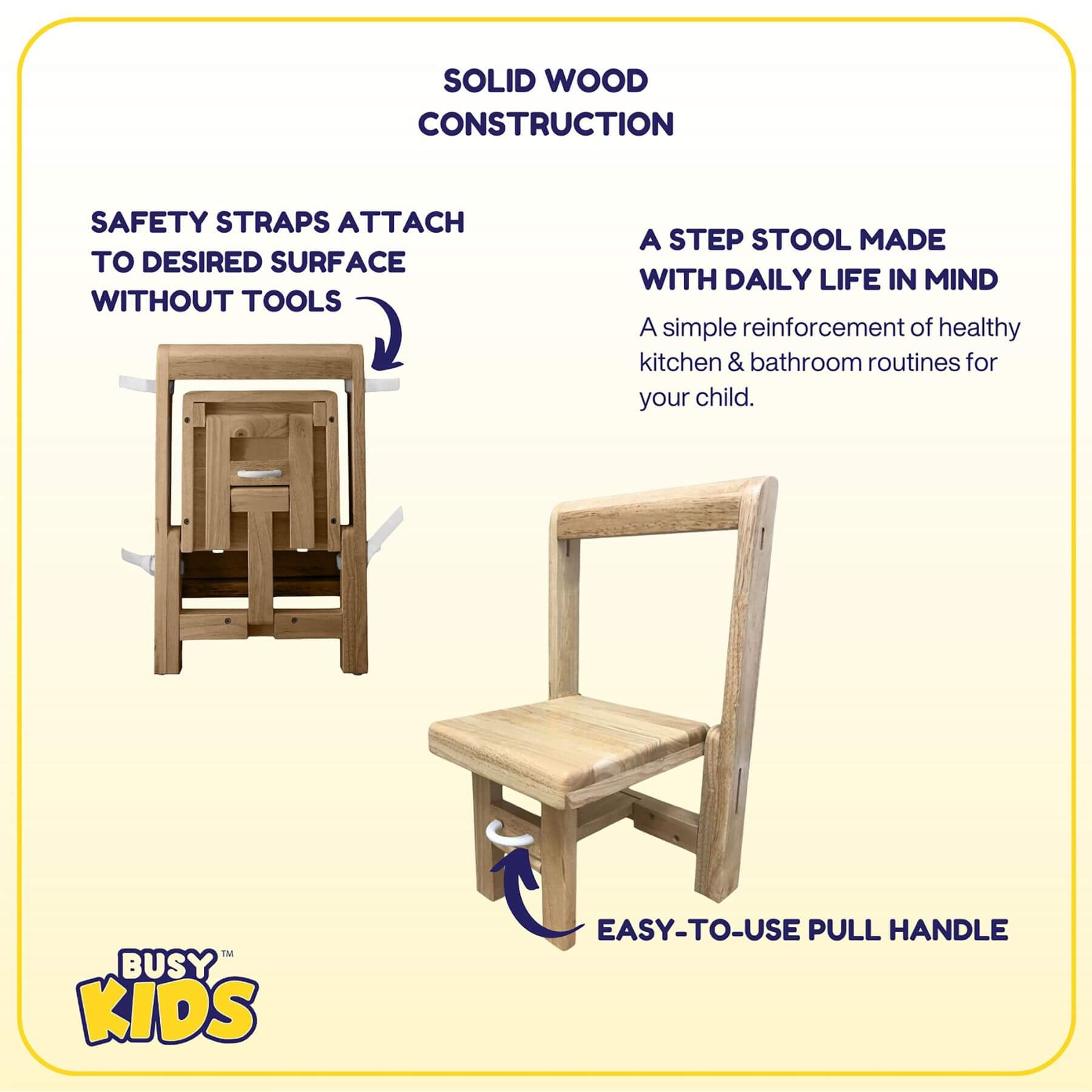 Busy Kids Fold 'n Store Step Stool, Natural (open Box)