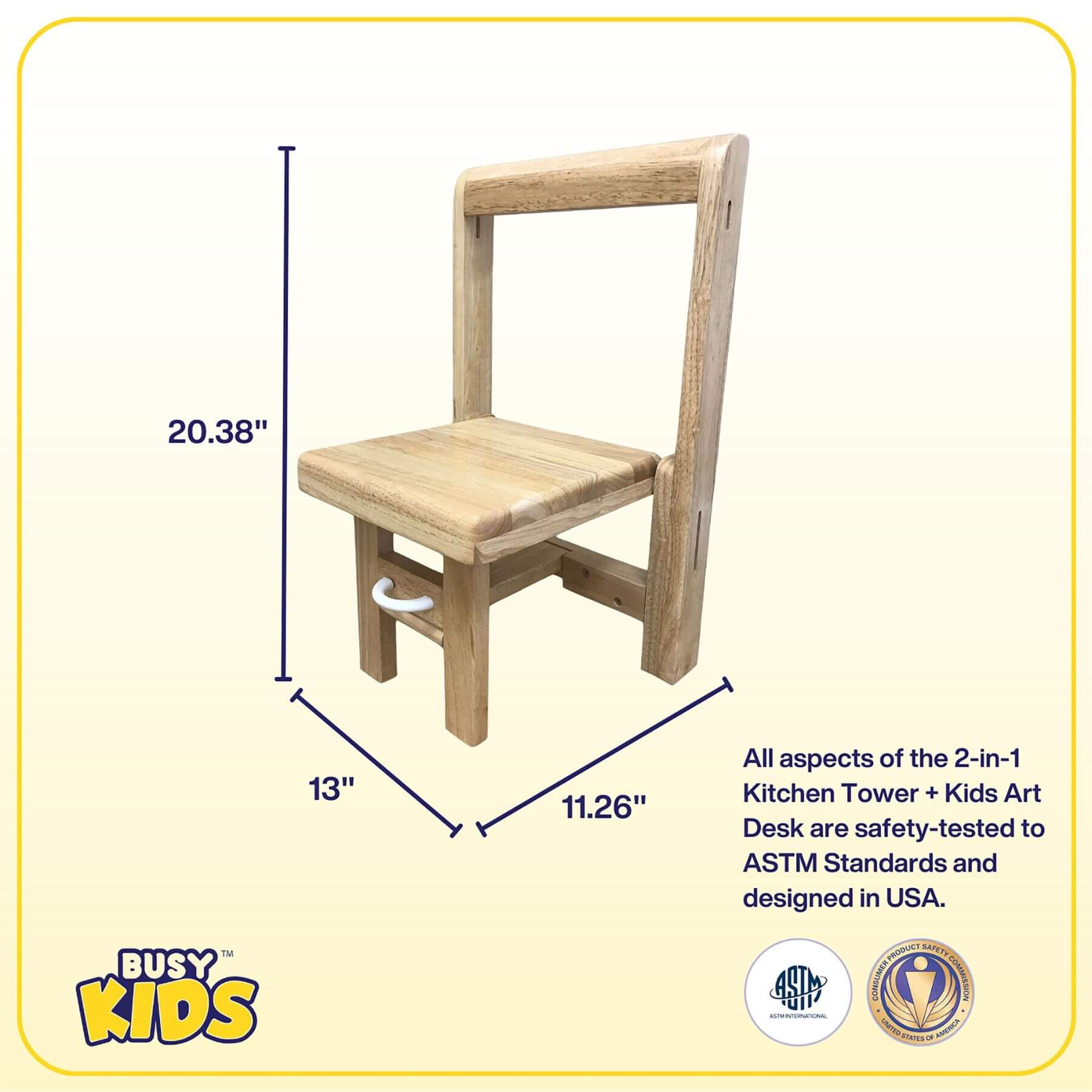 Busy Kids Fold 'n Store Step Stool, Natural (open Box)