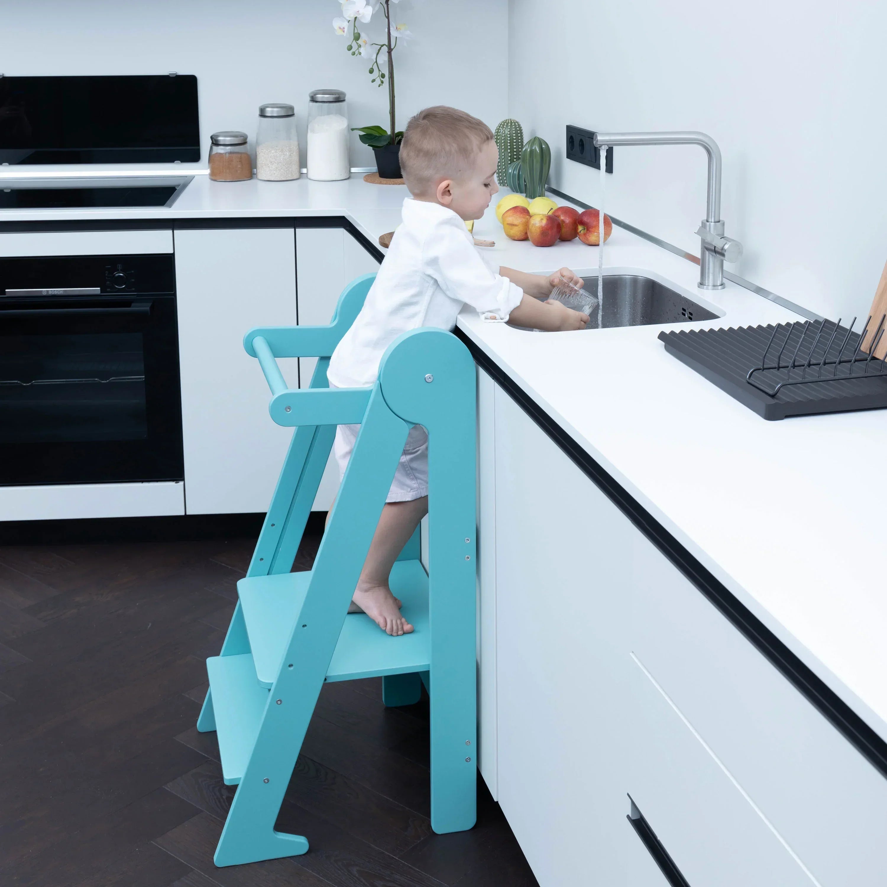 Petit Chef Foldable Toddler Tower in Cyan