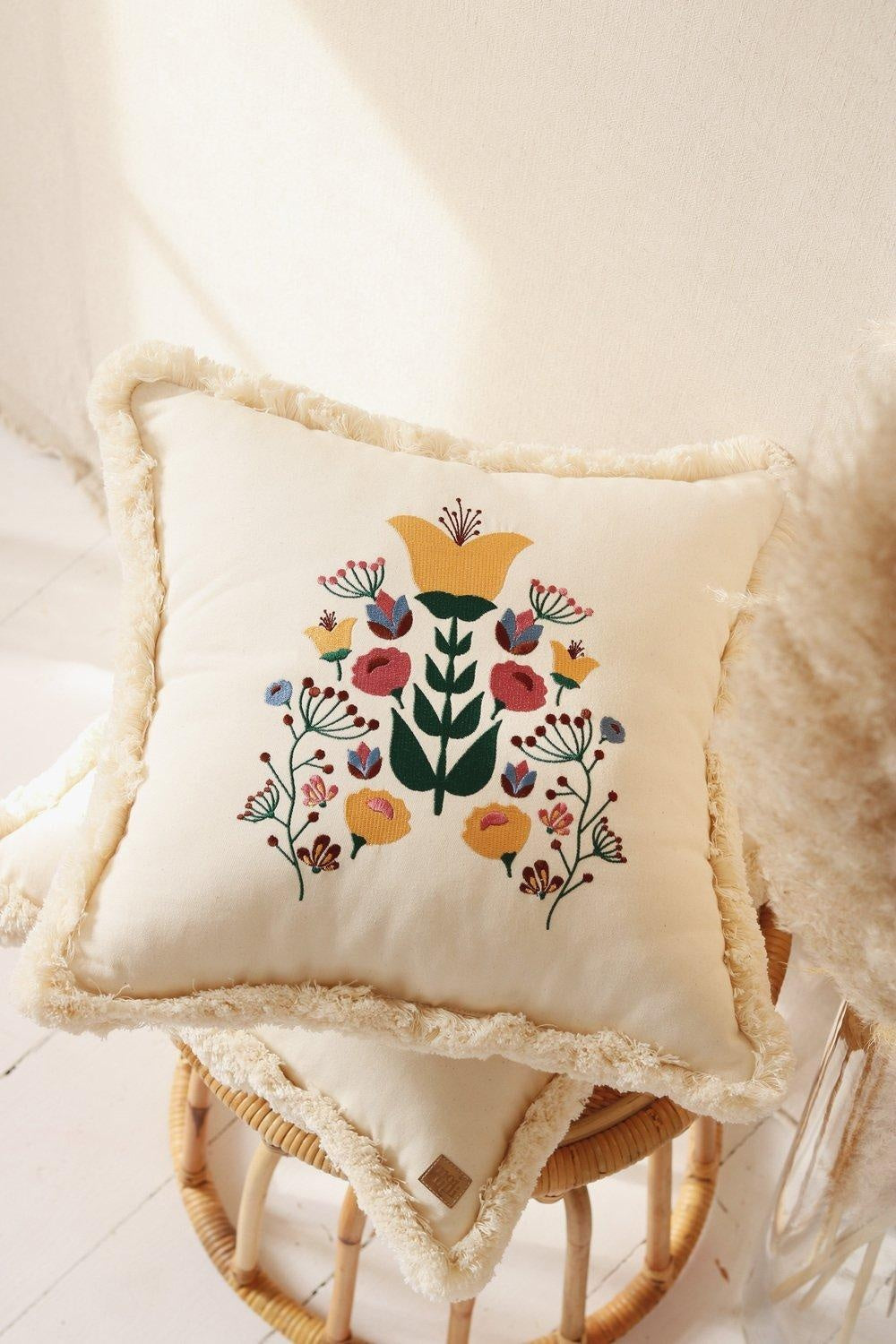 Folk Pillow With Embroidery