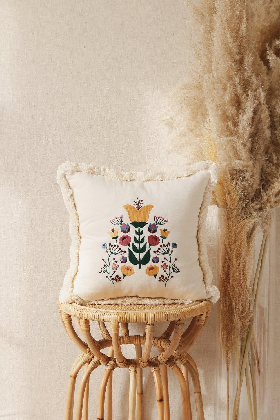 Folk Pillow With Embroidery