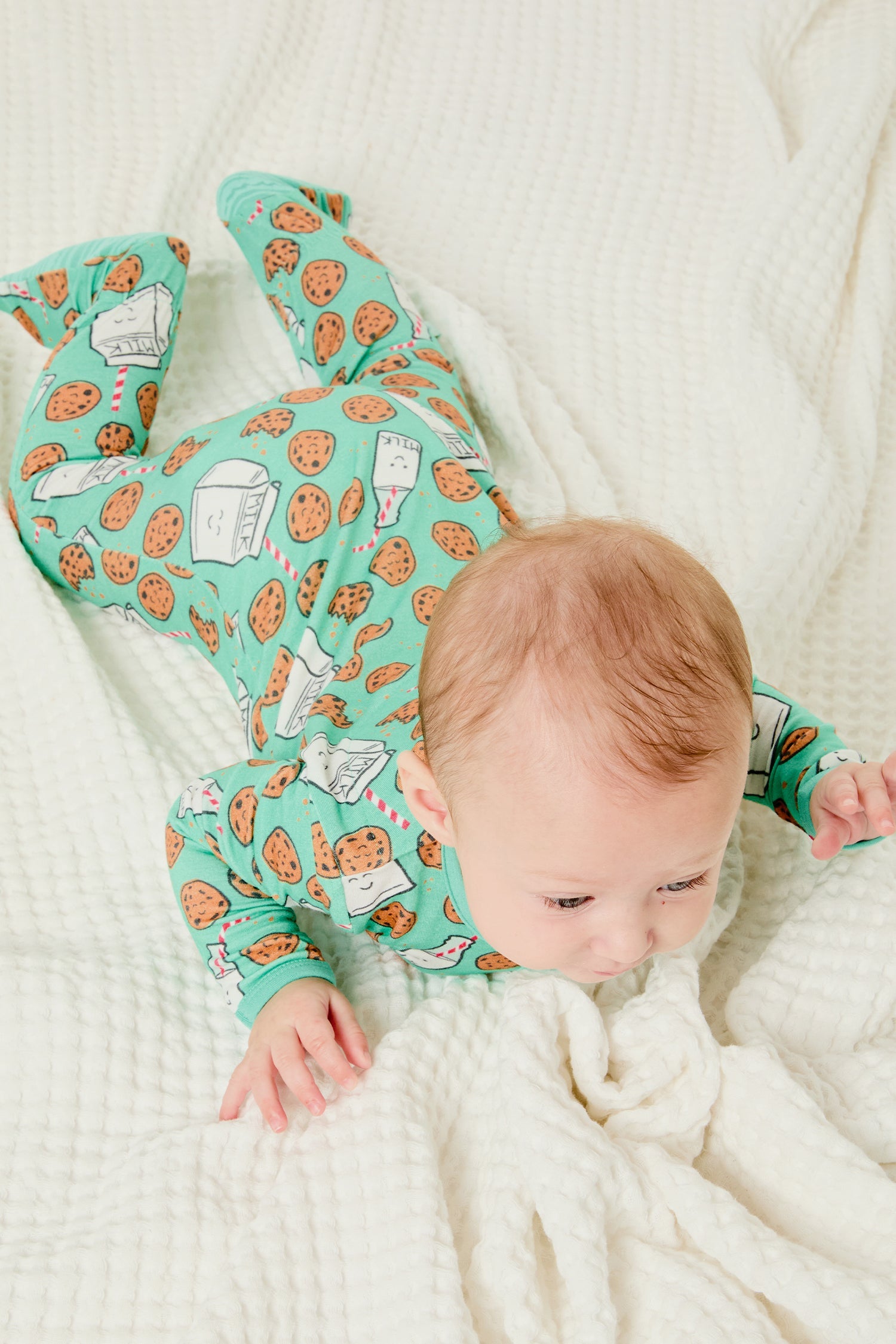 Soft & Stretchy Zipper Footie - Milk And Cookies