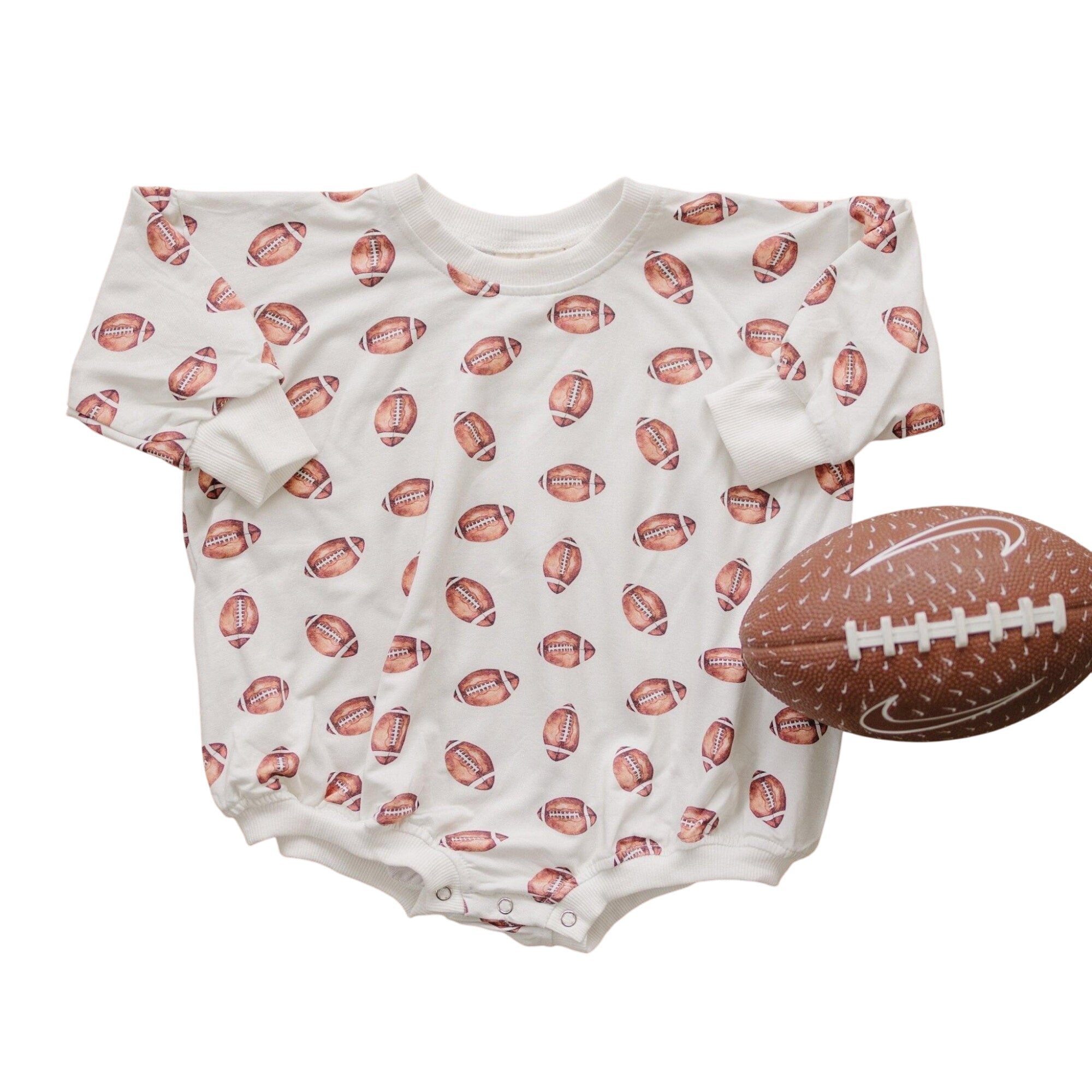 Football Print Bamboo Bubble Romper