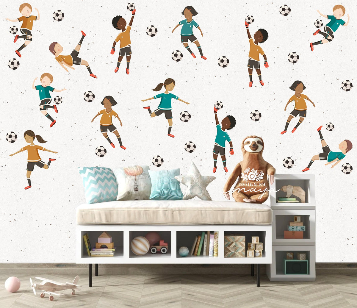 Soccer Players Decals - Fabric Nursery Wall Art Decals