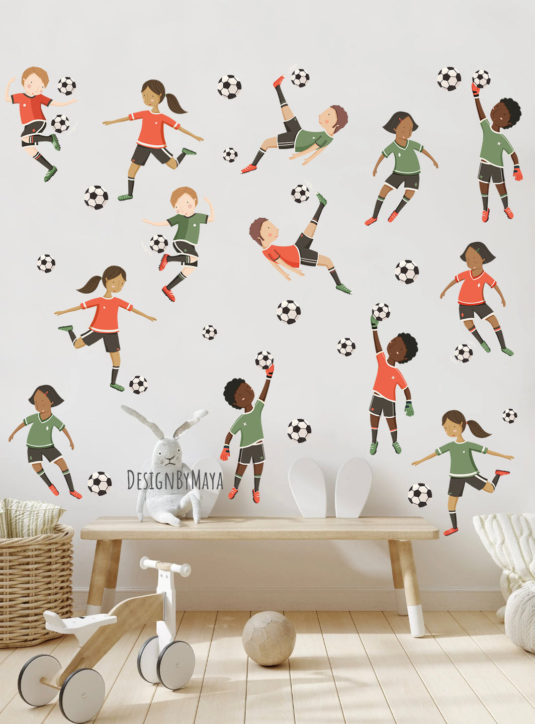 Soccer Players Decals - Fabric Nursery Wall Art Decals