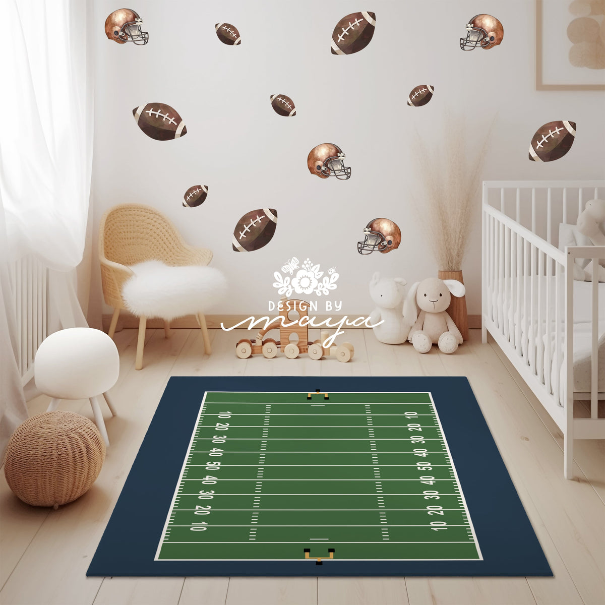 Soccer Field Playroom Rug / World Map Area Rug