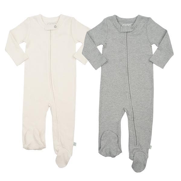 2 Pc. Zipper Footie Set | Ivory & Heather Grey