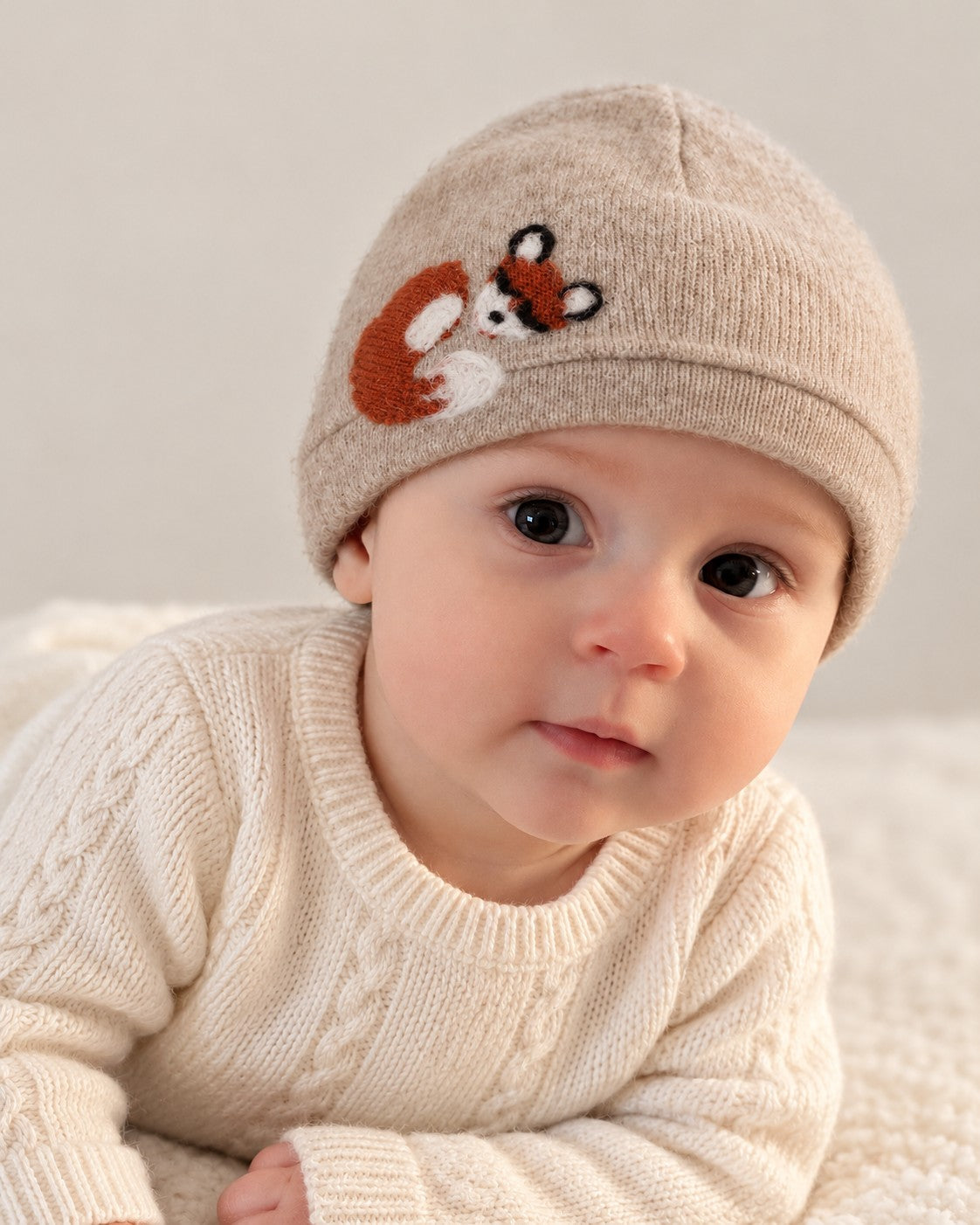 Sleeping Fox Cashmere Hat - Baby