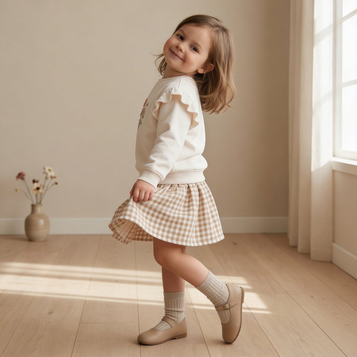 Organic Fleece Ruffle Sleeve Sweatshirt - Bloom