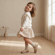 Organic Twill Skirt - Oat Gingham