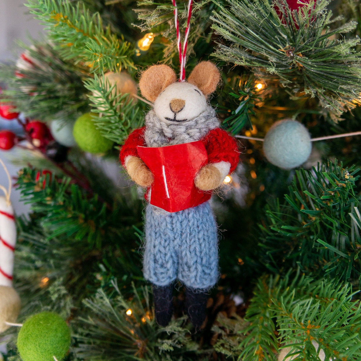 Ginny And Chris Boho Mouse Eco Ornaments - Set Of 2