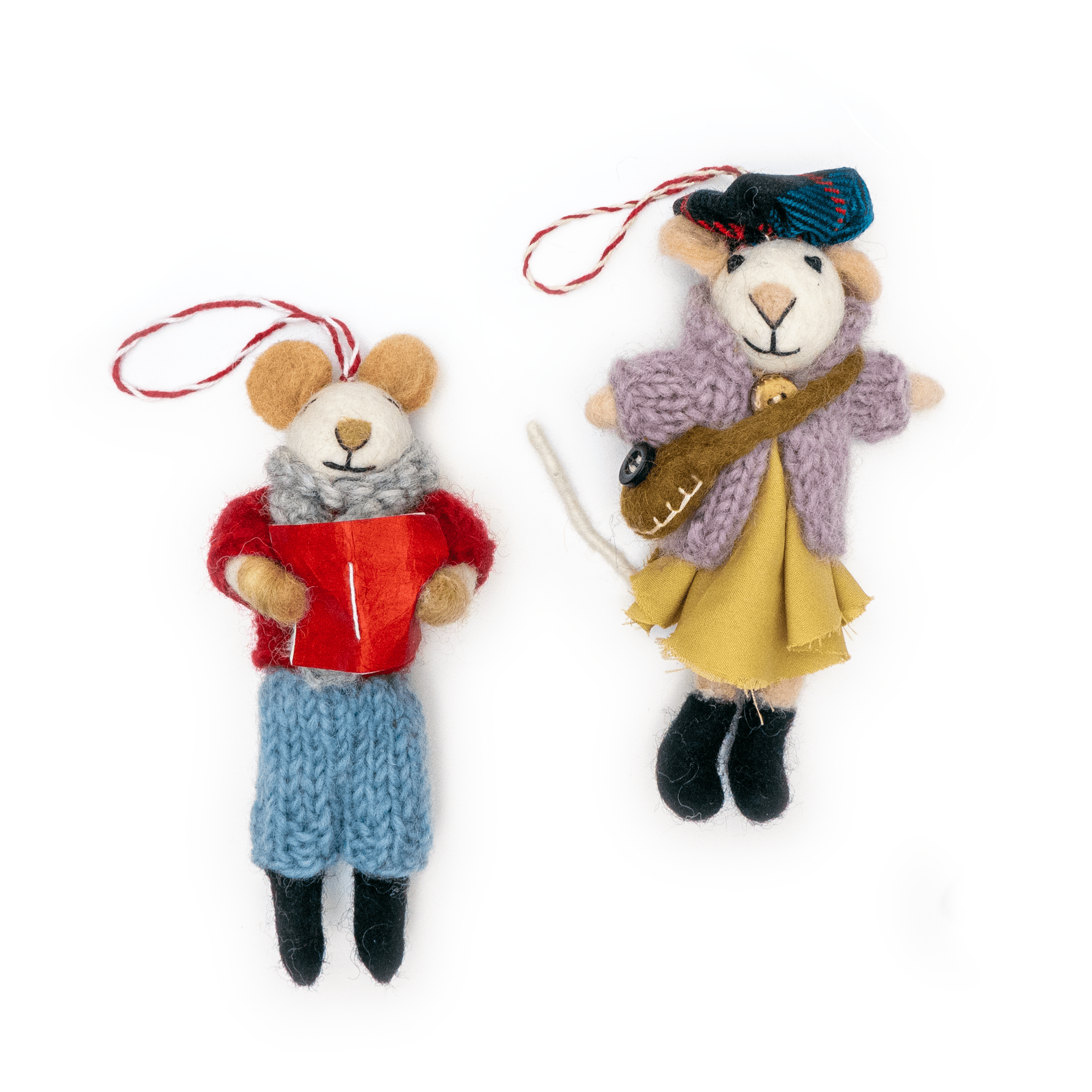 Ginny And Chris Boho Mouse Eco Ornaments - Set Of 2