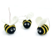 Buzzy Bumble Bees Eco Ornaments - Set Of 3