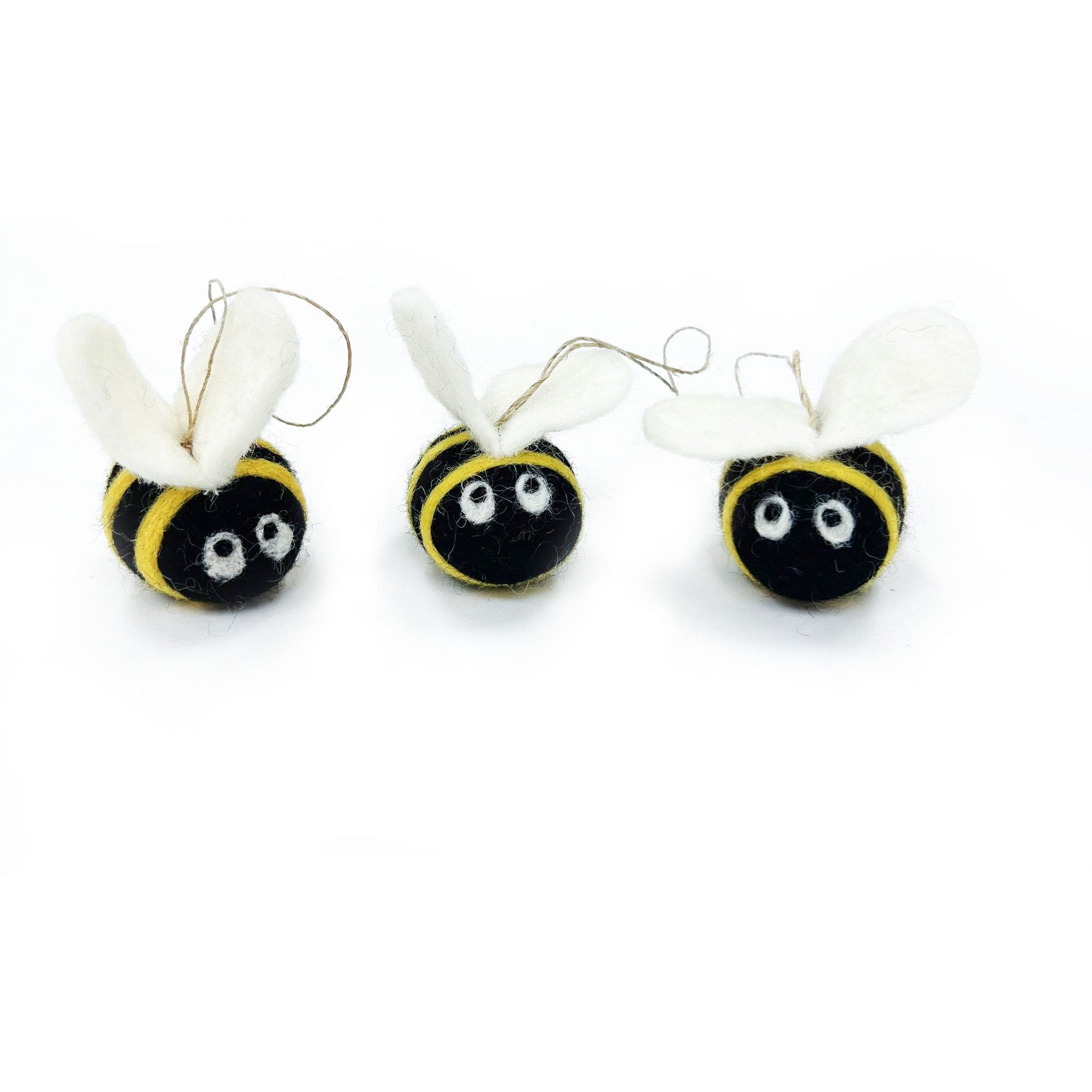 Buzzy Bumble Bees Eco Ornaments - Set Of 3