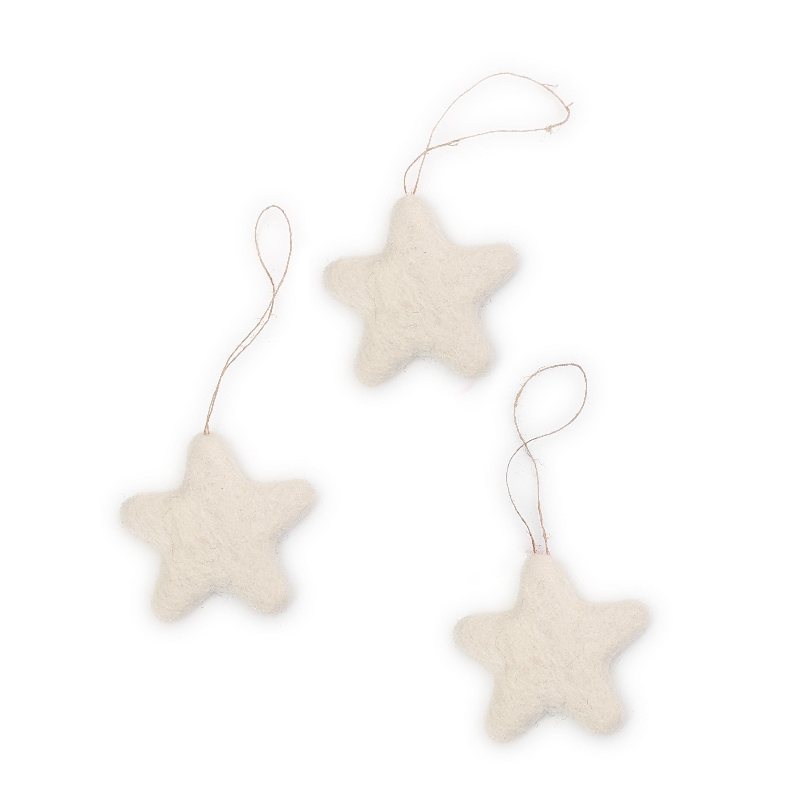 Jumbo Bright Stars Eco Ornaments - Set Of 3 - White