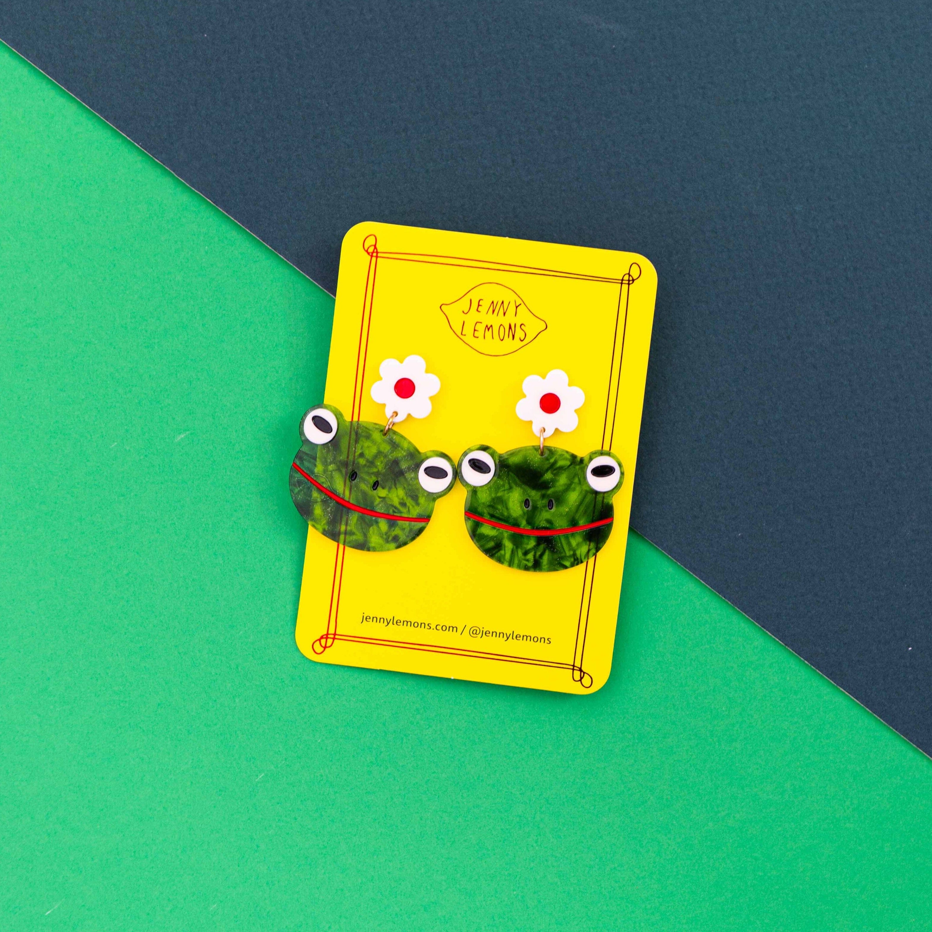 Frog And Flowers Acetate Earrings