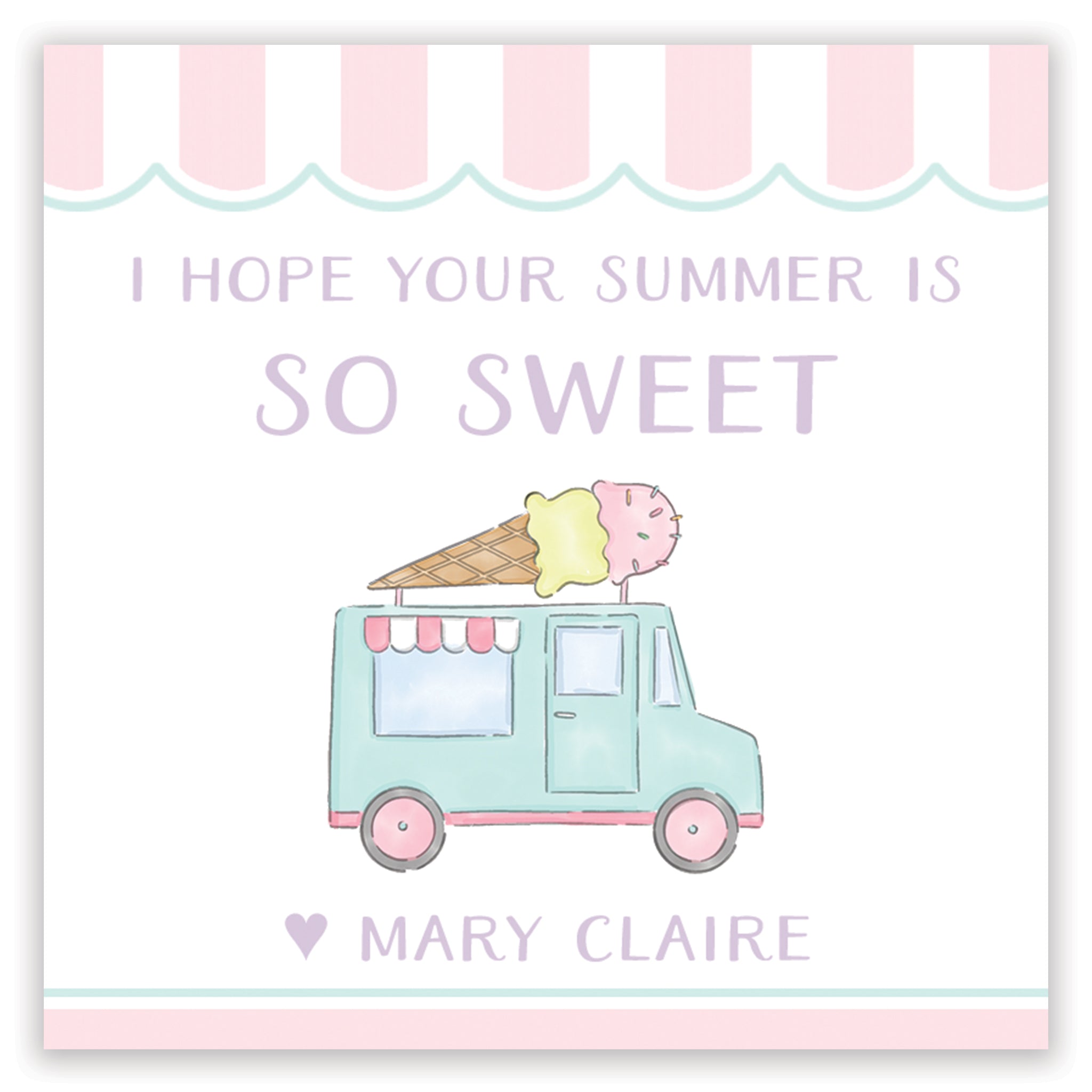 Ice Cream Truck Pink Enclosure Card