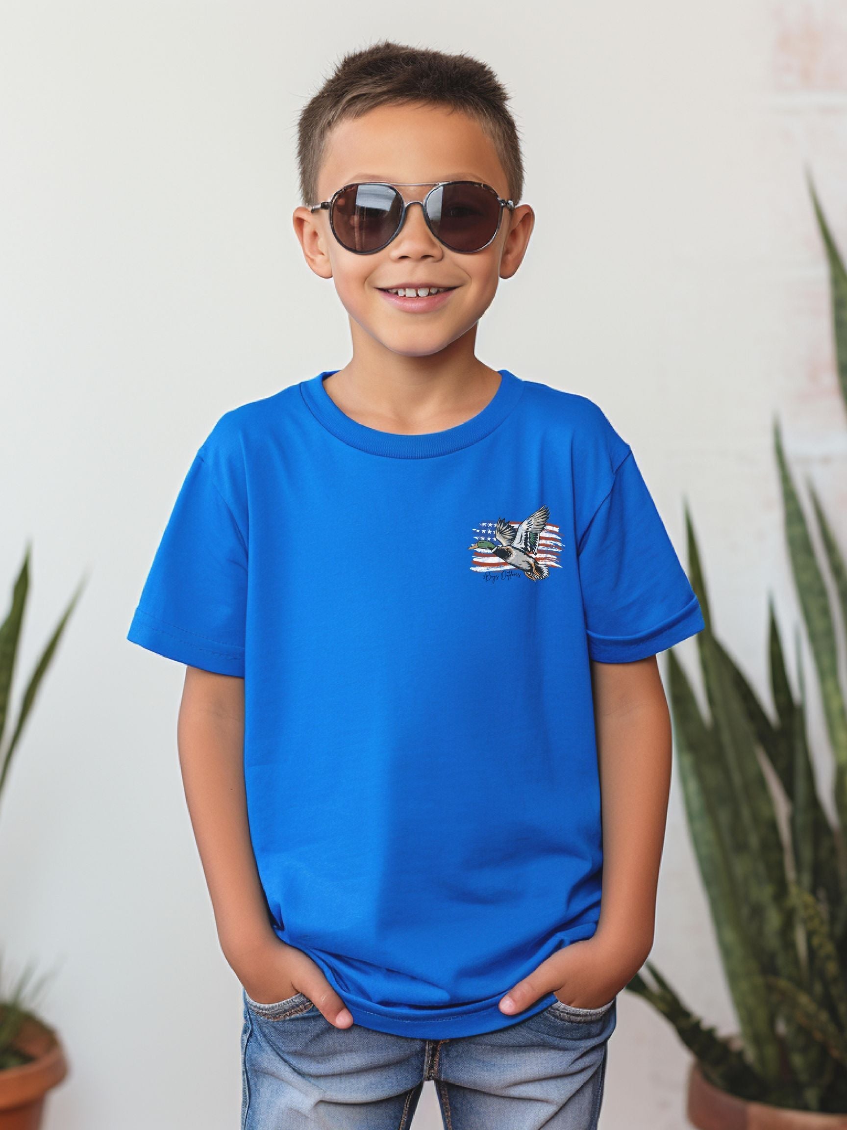 3boys Outdoors Mallard With Flag