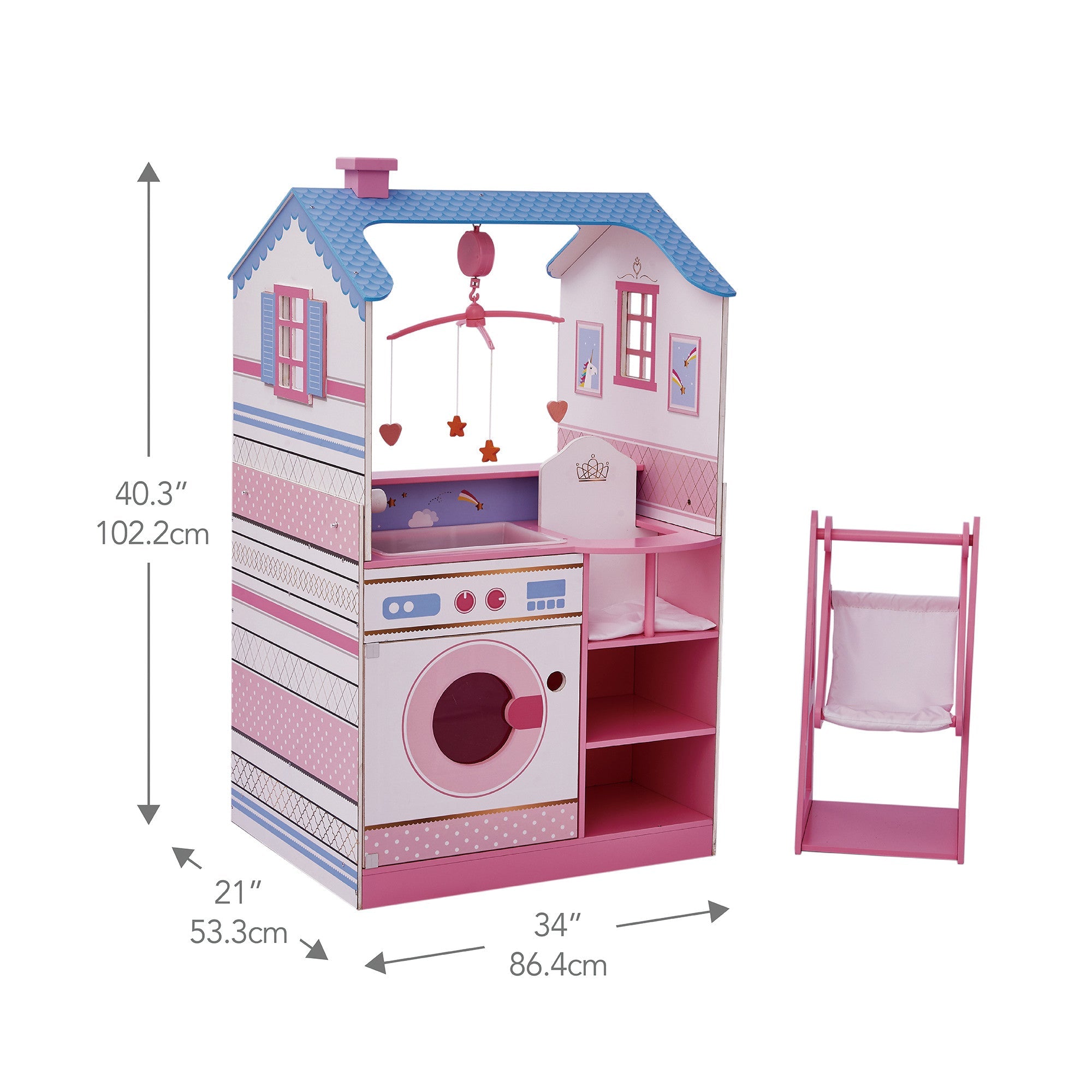 Olivia's Little World Baby Doll Changing Station Dollhouse With Storage, Pink