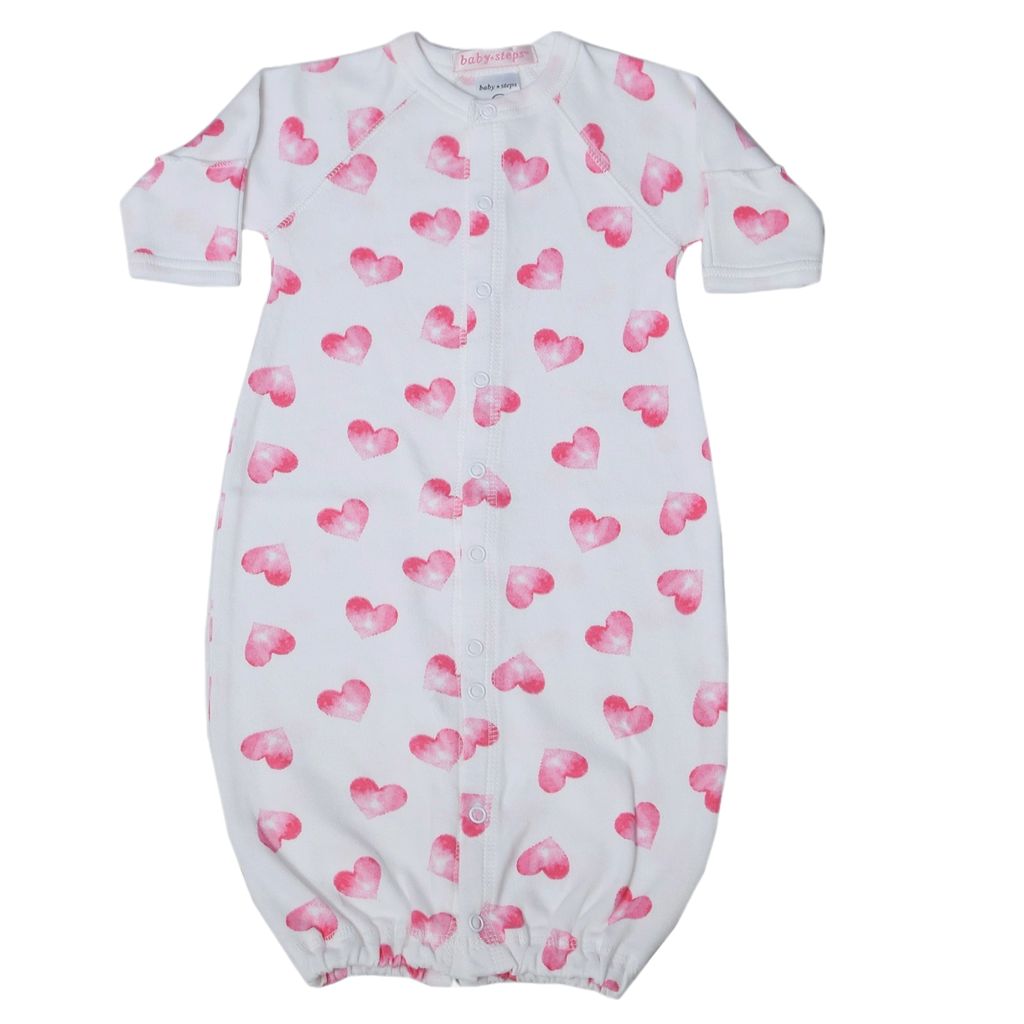 Baby Converter Gown - Water Color Hearts