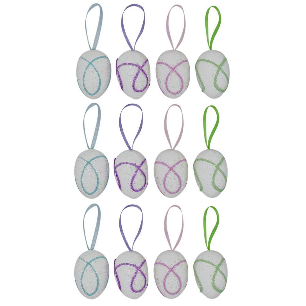 Set Of 12 Foam Easter Egg Ornaments 1.5 Inches