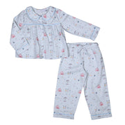 Gaelle | Girls  Blue Cotton Magic Circus Print Pyjamas
