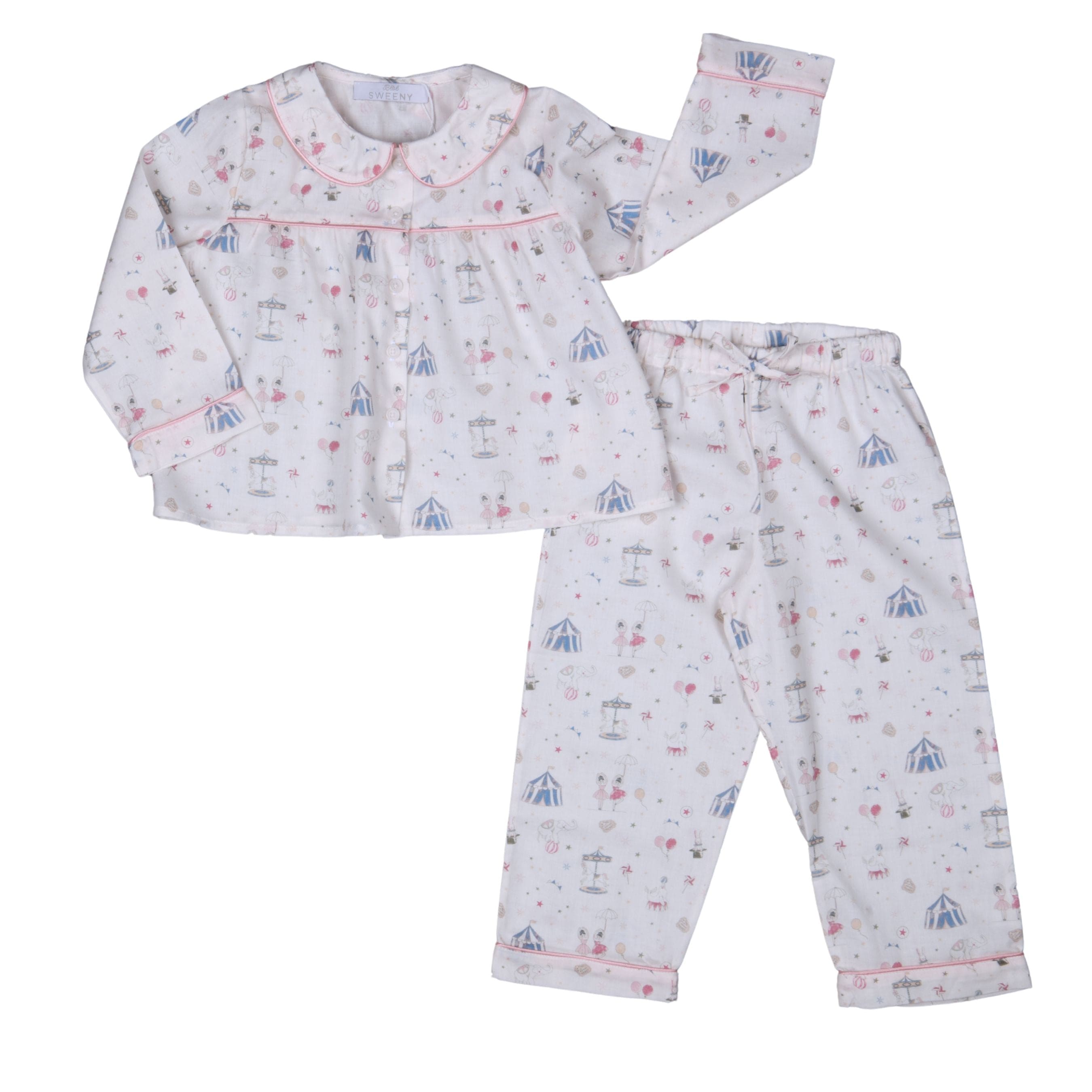 Gaelle | Girls  White Cotton Magic Circus Print Pyjamas