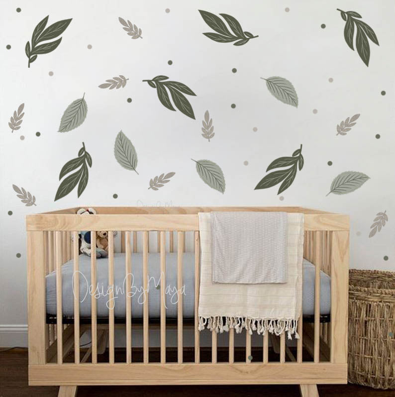 Watercolor Foliage And Leaves - Fabric Nursery Wall Art Decals