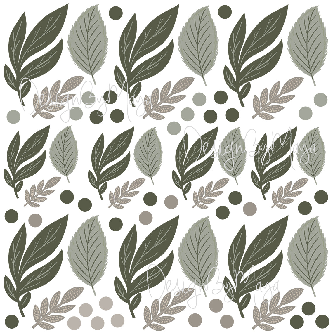 Watercolor Foliage And Leaves - Fabric Nursery Wall Art Decals