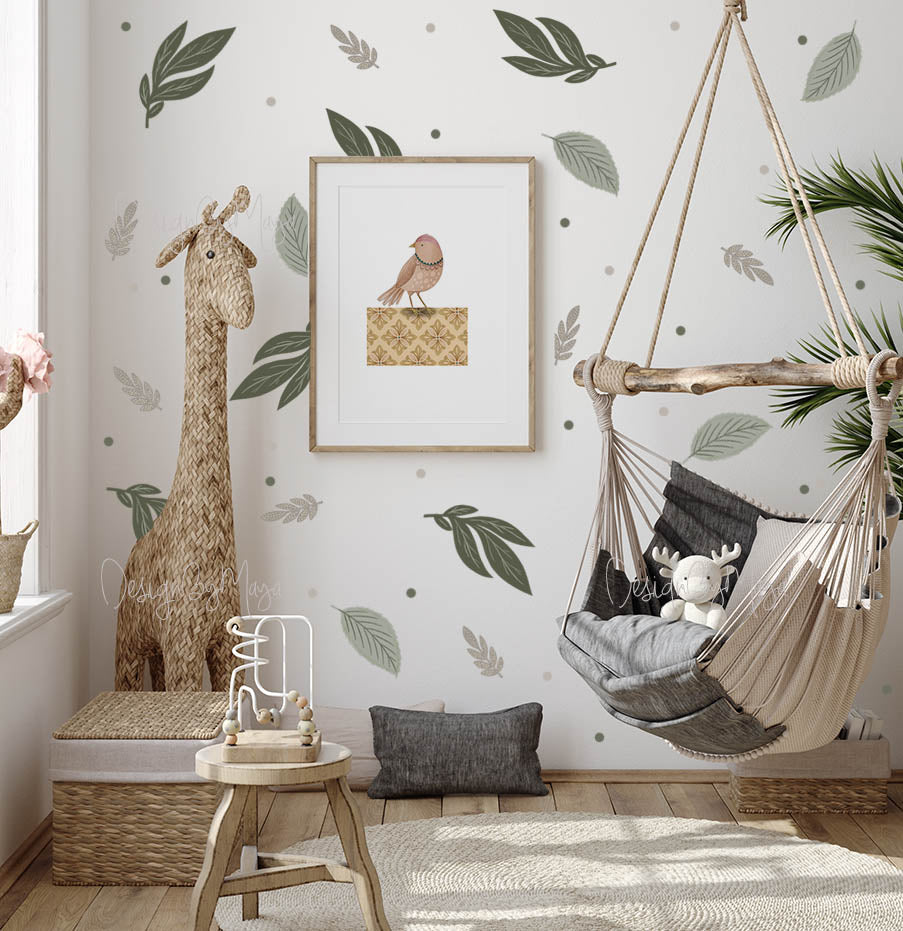 Watercolor Botanical Wall Stickers - Fabric Nursery Wall Art Decals