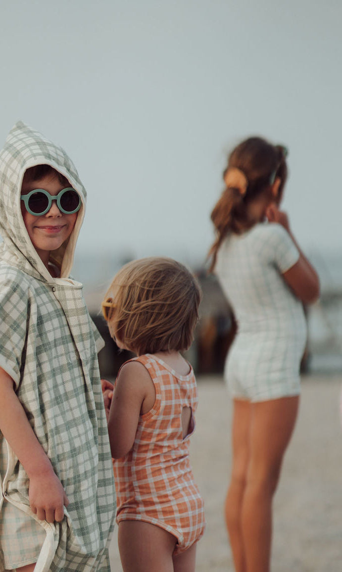 Short Sleeve Rashguard Swimsuit | Upf + Recycled - Fern Plaid