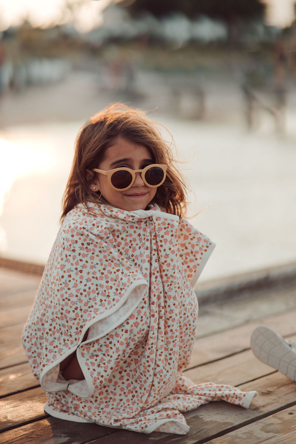 Bathing  Towel Poncho | Organic Cotton - Sunset Meadow