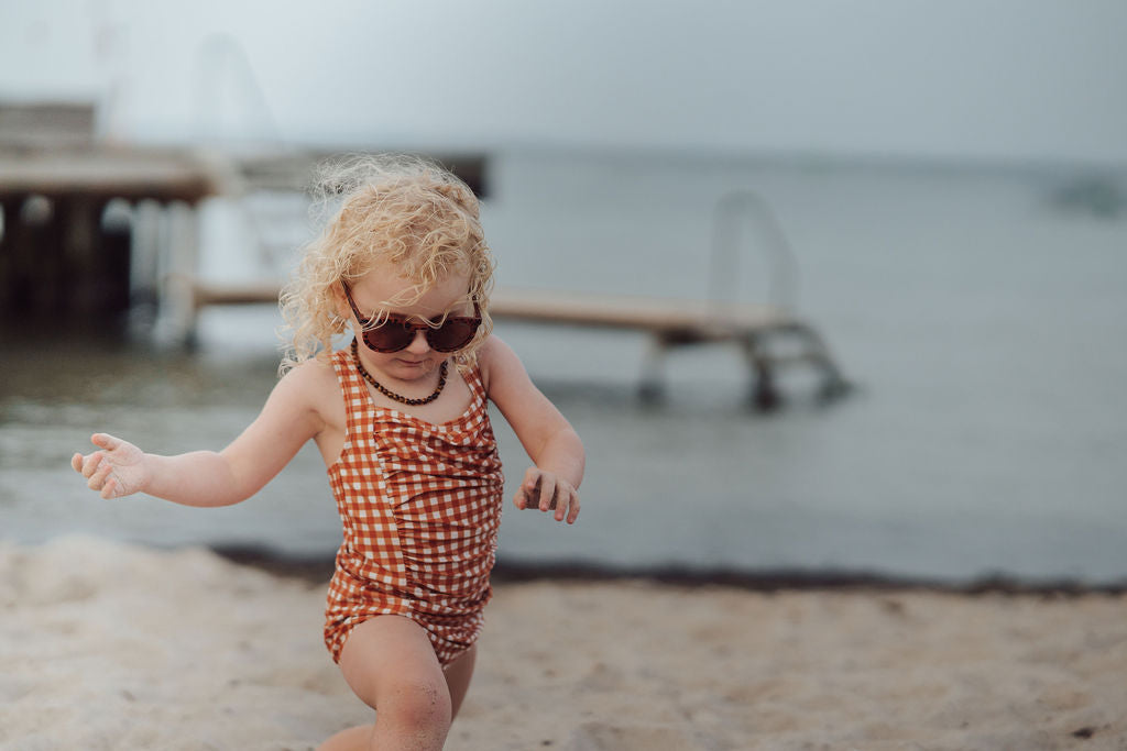 Vintage Girls 1 Piece Swimsuit | Upf + Recycled - Sienna Gingham