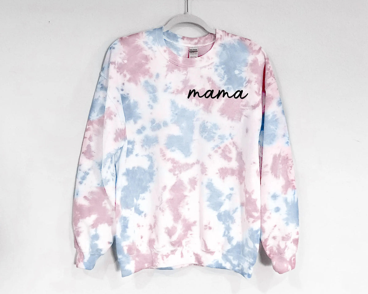 Gender Reveal Sweatshirts And Tees In Pink And Blue Tie Dye