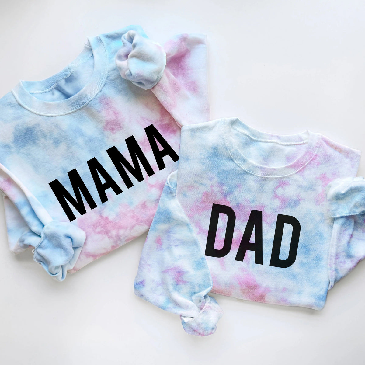 Gender Reveal Sweatshirts And Tees In Pink And Blue Tie Dye