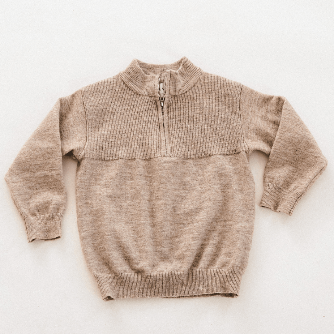 Quarter Zip Sweater Sand - Child