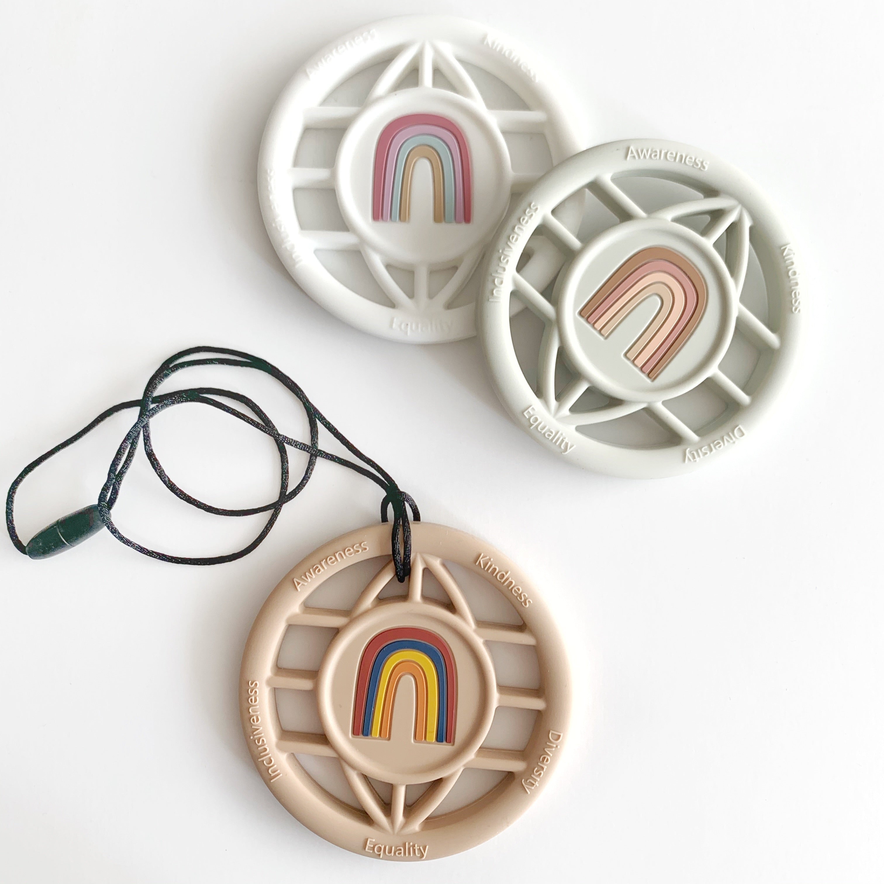 Rainbow World Teether Necklace | Bpa-free Chew Sensory Pendant