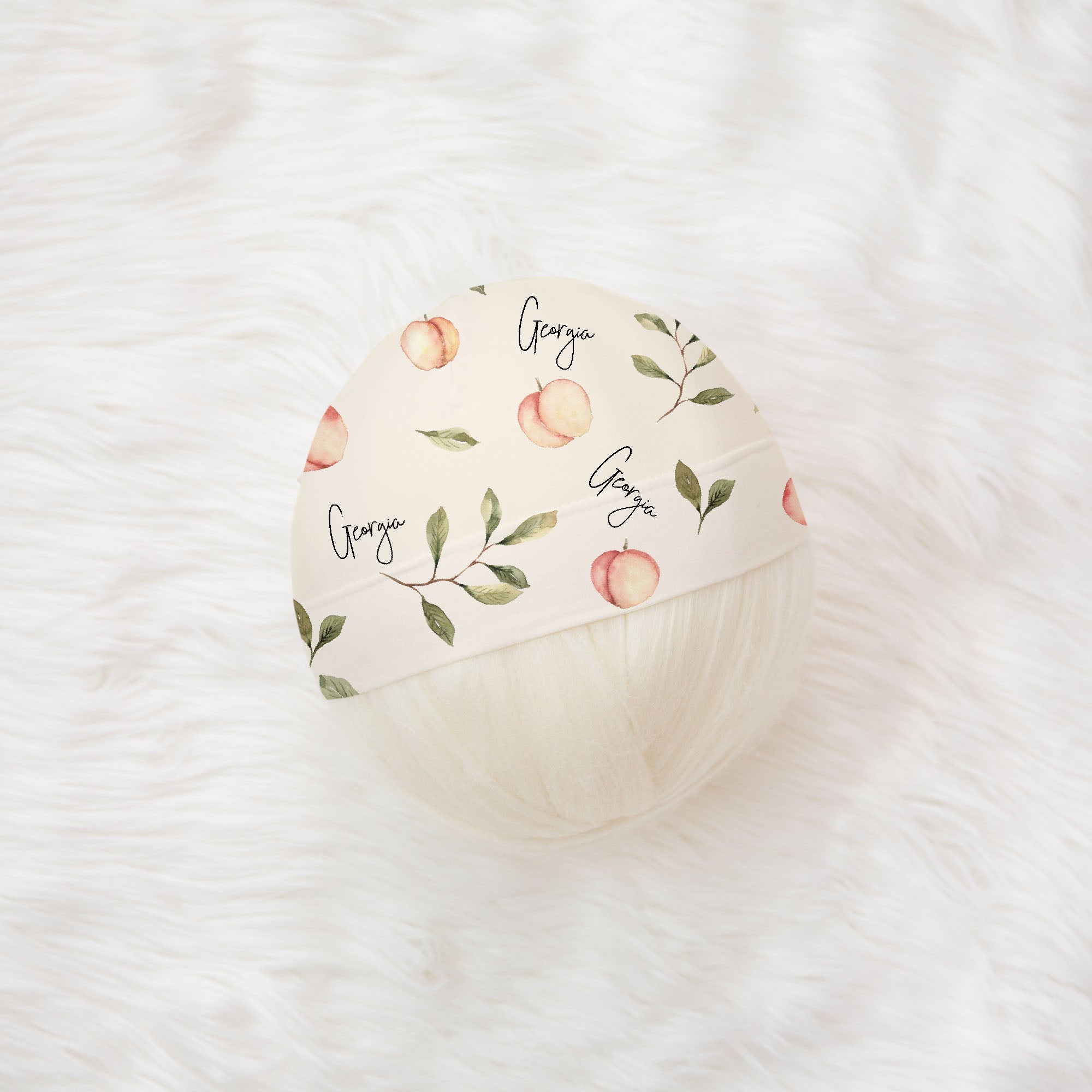 Georgia Peach Hat – Personalized Baby Accessory Set | Soft Infant Hats & Headbands