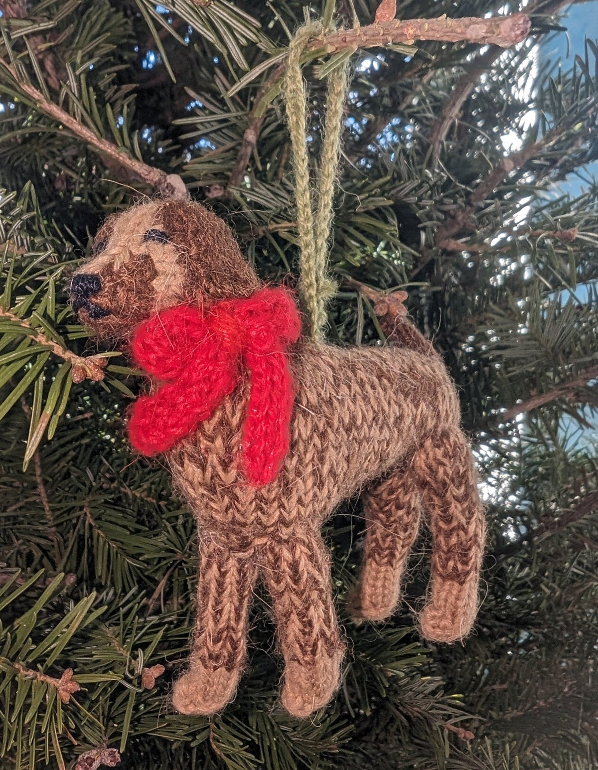 Hand Knit Alpaca Wool Christmas Ornament - German Short Haired Pointer Dog