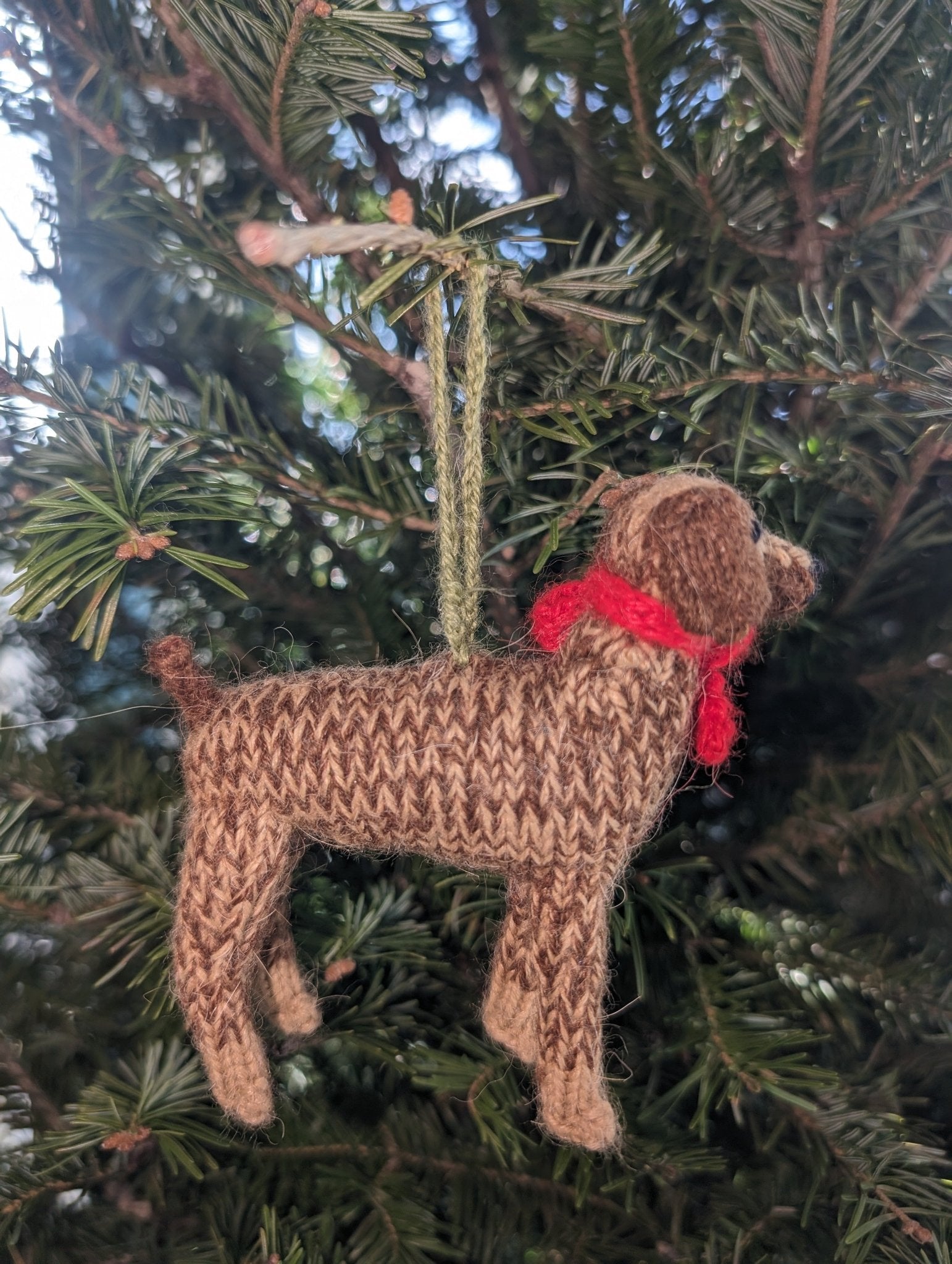 Hand Knit Alpaca Wool Christmas Ornament - German Short Haired Pointer Dog