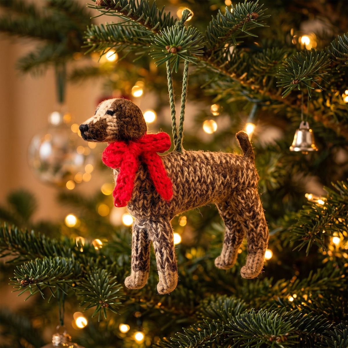 Hand Knit Alpaca Wool Christmas Ornament - German Short Haired Pointer Dog
