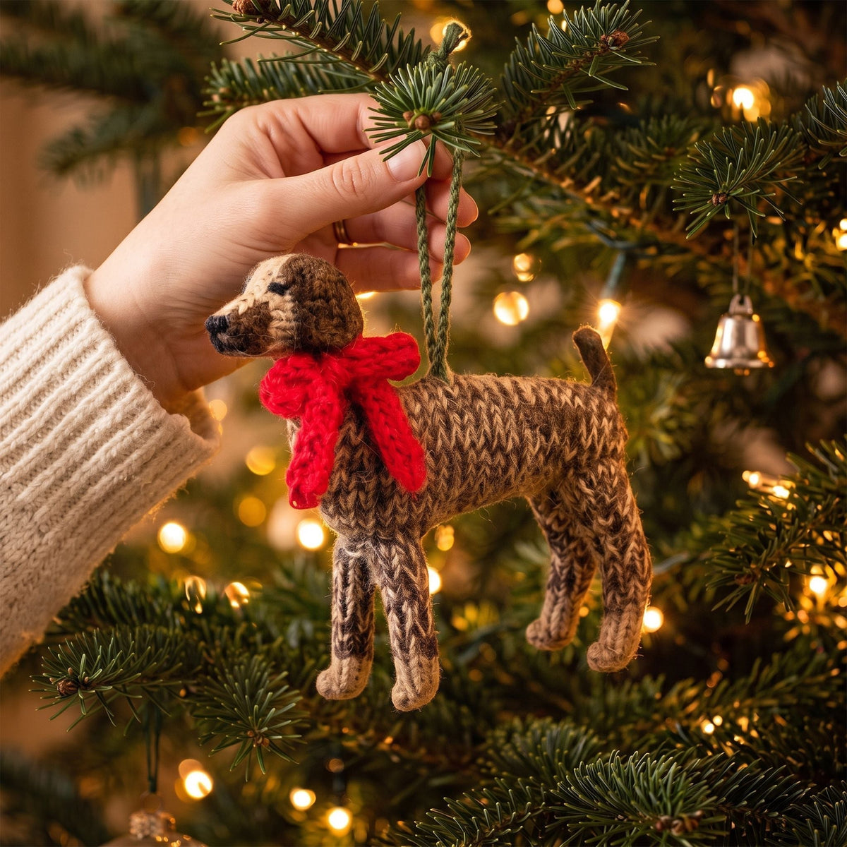 Hand Knit Alpaca Wool Christmas Ornament - German Short Haired Pointer Dog