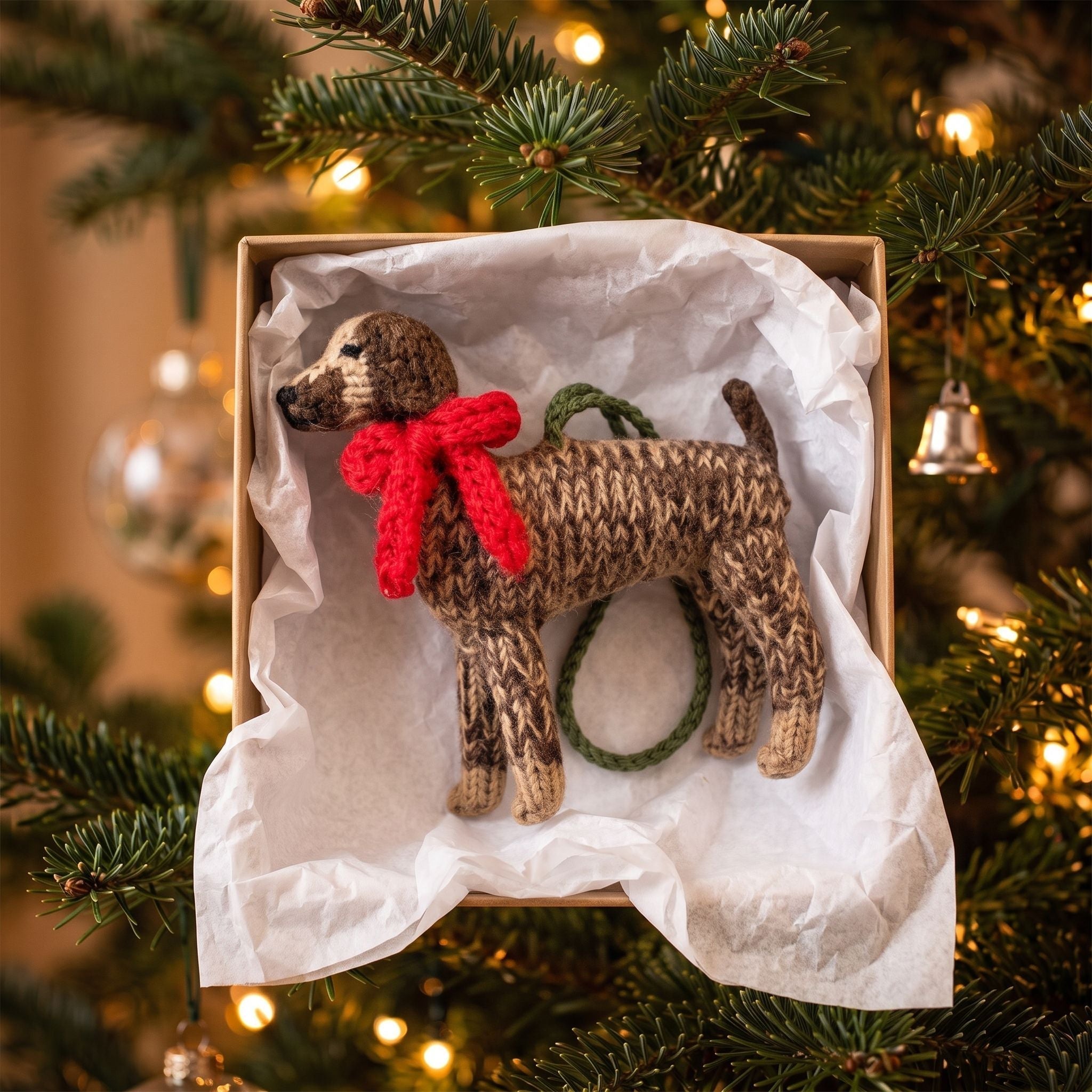 Hand Knit Alpaca Wool Christmas Ornament - German Short Haired Pointer Dog