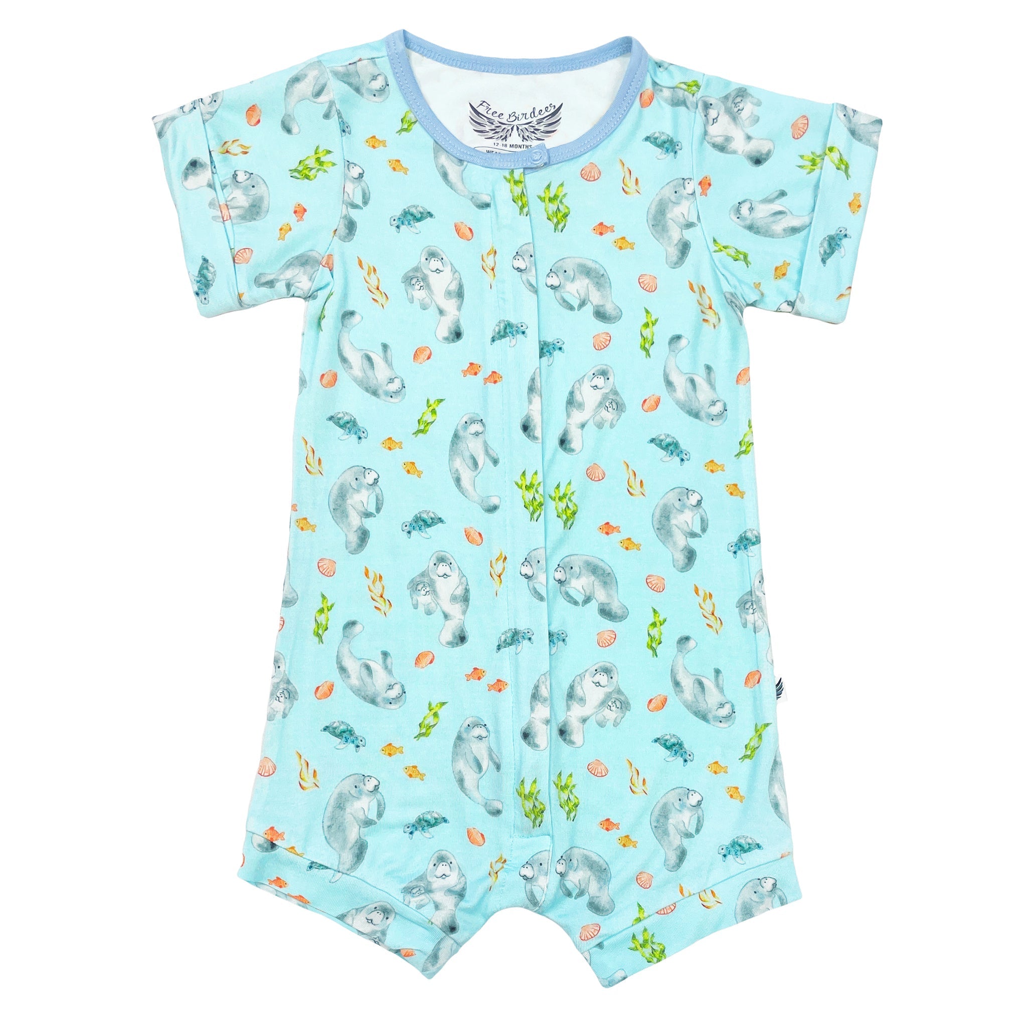 Get Your Float On Manatees Short Two-way Zippy Romper (0-24m)