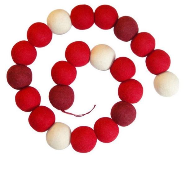 Enormous Christmas Garland - Extra Large Maroon, Red, And Cream Balls - 6'